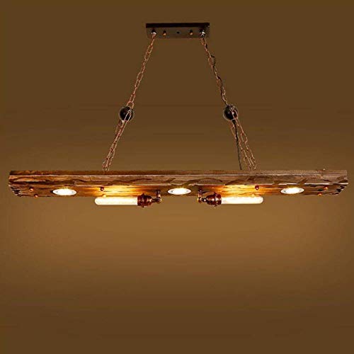 Lampada a Sospensione Retro Design Industriale Lampadari Vintage Legno Metallo E27 Lampadario per Cucina Dining Bar Cafe (senza Lampadina)