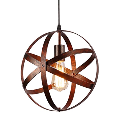 Lampadario vintage,Edison Lampadari industriale Plafoniera,Gabbia in Metallo Lampada a sospensione Per la cucina,Sala da pranzo,Soggiorno,Soffitto,Corridoio,diametro 30cm,Adatto E27,Rust,Regolabile