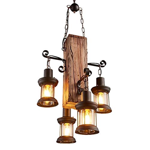 Lampadari Vintage，Loft Industriale Lampadario 17.7 * 39.4 pollici Personalità Creativa Soggiorno Legno e Metallo Lampadario E27 Illuminazione Interni Lampada Bar Ristoranti Coffee Shop Club Decoration