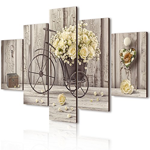Lupia Quadro Moderno 5 Pezzi in Legno Vogue 66X115 cm Yellow Roses