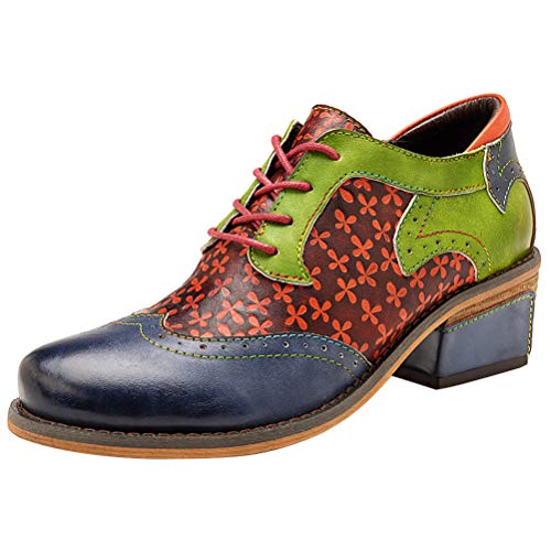 Mallimoda Donna Stivaletti Mocassini Tacco Medio Vintage Casual Scarpe Mary Jane Stile 3 Marina Militare 38.5/39 EU=40 Asian