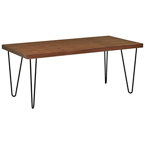 Marchio Amazon – Rivet, tavolo da pranzo modello Industrial, con gambe sottili, larghezza 180 cm; colore noce e nero