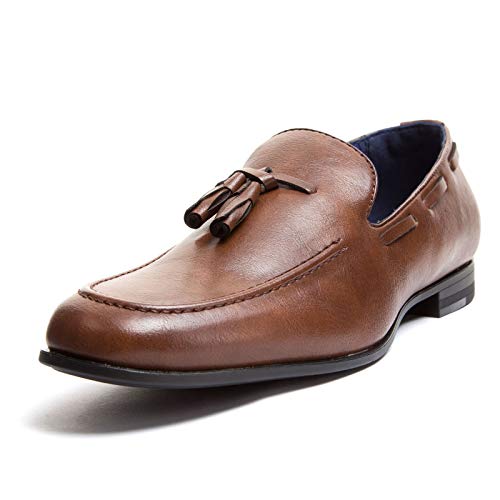 MForshop Scarpe Uomo Francesine Parigine Mocassino Tessuto Pois Nappine Elegante Moda y41 – Marrone-Y56, 44