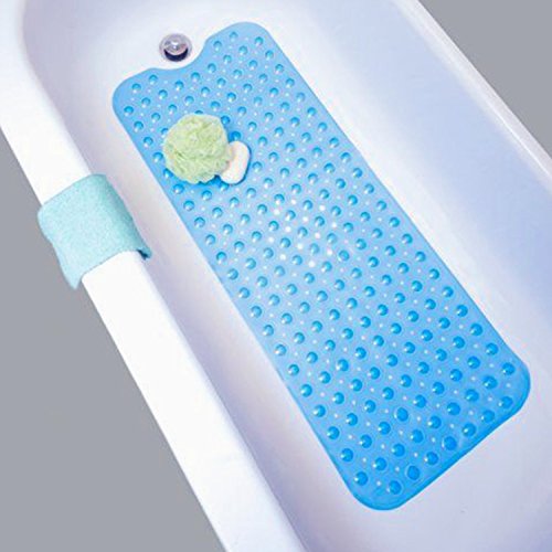 Nifogo Tappetino Bagno Tappetino Antiscivolo da Doccia e da Vasca di Bagno Antibatterico Resistente alla Muffa Superior Grip con Ventose 100 x 40cm Extra Lungo Blu
