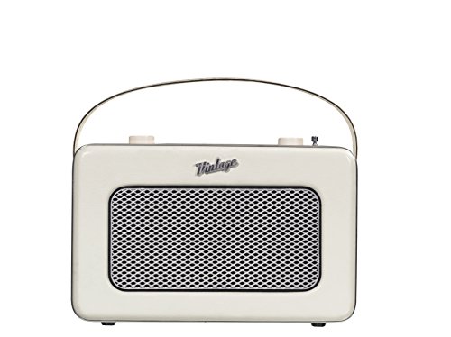 Nikkei NPR200BN – Radio portatile con MP3, stile retro con sintonizzatore AM/FM tuner e aux-in, alimentazione di rete e batteria, 2 Watt, bianco