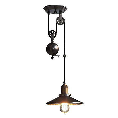 NIUYAO Lampada a Sospensione Stile Industriale Retro 1 luci Lampadari Regolabile-Nero