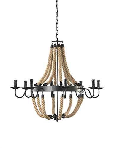 Onli Impero Corde Lampadario E14, 6 W, Nero, 66 x 138cm, metallo;corda