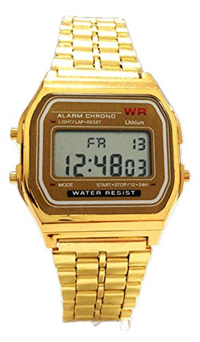 Orologio da polso vintage retro colore misto – quadrante 3,6 centimetri – disponibile in 3 colori – Digitale – con sacchetto regalo di lusso di AccessoriesBySej ® – Da AccessoriesBySej TM (Oro / Oro)