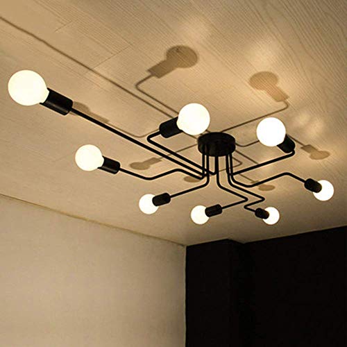 OYIPRO Moderno Plafoniere Nero Lampadari 8 E27 per soggiorno camera da letto (Senza lampadine)