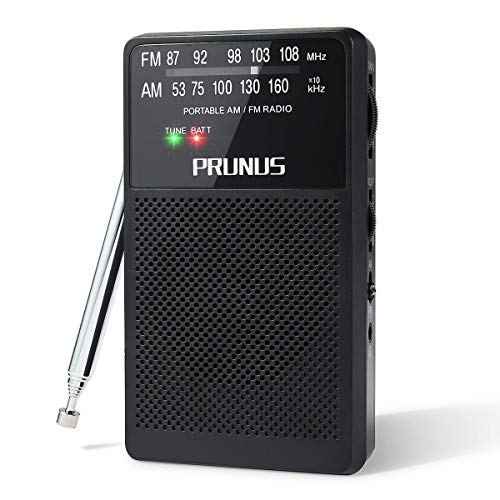 PRUNUS ANJAN A-166 Mini DSP transistor Radio FM/AM(MW) tascabile, eccellente ricezione, Manopola di Sintonizzazione con l’Indicatore di segnale. Supporta batterie sostituibili (AA)