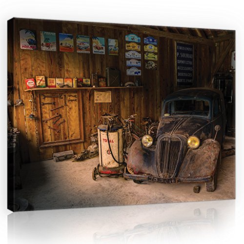 Quadro da parete su tela Stampa artistica Antica officina meccanica Vintage America Auto Route 66 USA Garage forwall Canvas Picture Print amvfpp10518