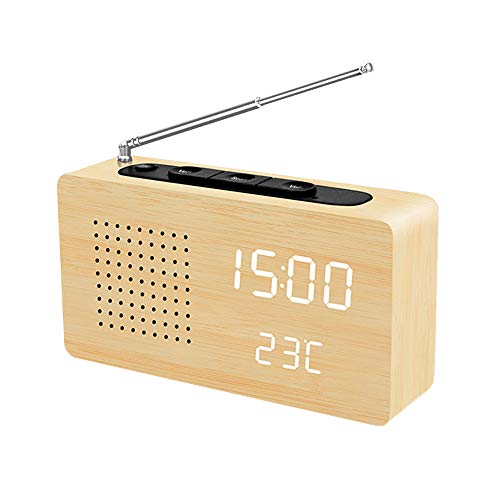 Radiosveglia Digitale,LAOPAO Radio Vintage FM con Funzione Temperatura Tempo e Allarme