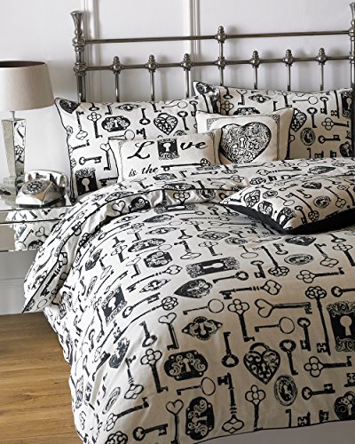 Riva Home Chiavi King Size Copripiumino e 2Federa Biancheria da Letto Colore NeroBianco