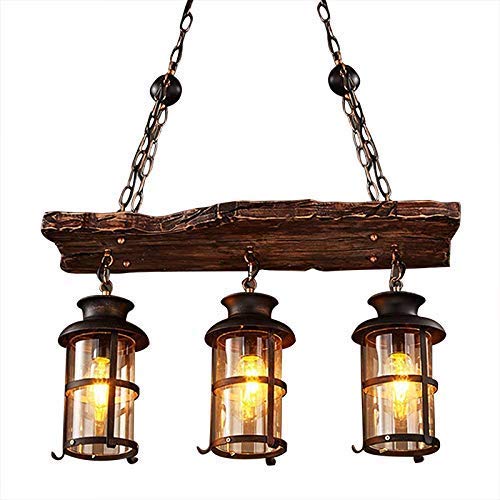 Ruanpu Vintage Plafoniera Lampadario a sospensione Light Industrial Woody Metal Cage Frame con paralume in vetro per la casa Loft Hallway soggiorno Bar Ristoranti Coffee Shop Club Decoration