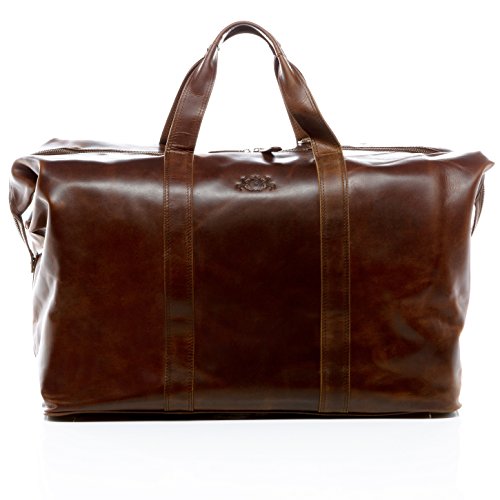 SID & VAIN® borsa da viaggio vera pelle vintage CHESTER grande XL borsa da weekend 72 l borsone uomo cuoio marrone