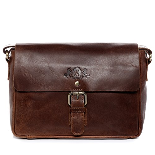 SID & VAIN® Borsa messenger vera pelle vintage YALE piccolo borsello tracolla borsa a spalla Lavoro uomo donna cuoio marrone