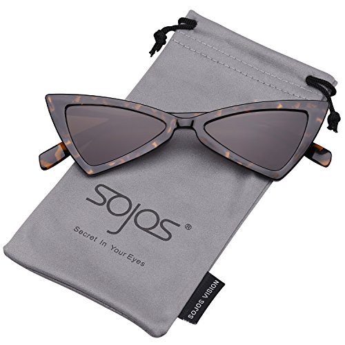 SOJOS Moda Occhiali da Sole Uomo e Donna Vintage Vogue Occhio di Gatto a Triangoli Cat Eye Piccoli SJ2051 con Demi Telaio/Grigio Lente