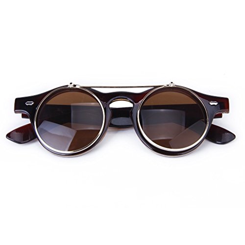 TOOGOO (R) Occhiali Stile Gotico Steampunk Vintage Occhiali da sole Cosplay (marrone scuro)