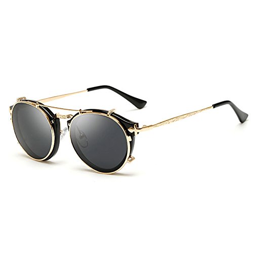 Unisex Moda Retrò All’Aperto AC Lente UV400 Aviatore Occhiali Da Sole Eyewear,Nero A
