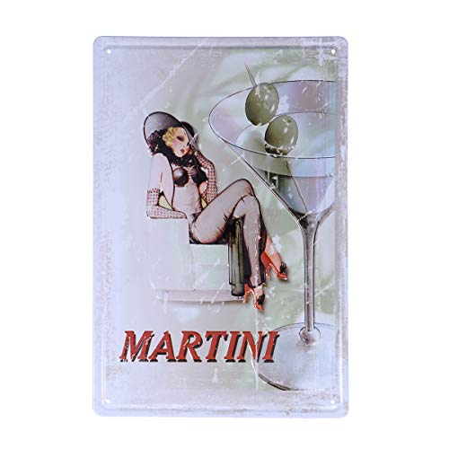 Vosarea Targa d’epoca retrò Decorazione murale per bar Cucina da pub Casa Targa in metallo vintage Targhe in metallo Quadro Plaque (MARTINI)