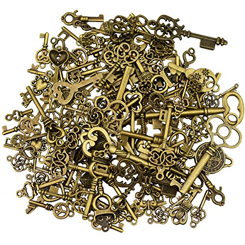 125 pezzi bronzo antico scheletro chiave d’epoca ciondolo collana fai da te per fare fatti a mano festa di nozze favor & festa di compleanno