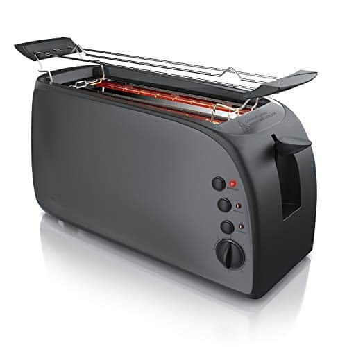 Arendo  Tostapane automatico Djeuner  Toaster a 4 fette  Attacco per panini  7 livelli di doratura  1500W  Vassoio Raccoglibriciole Smontabile  Alluminio Design Cool Grey