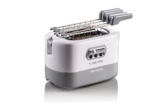 Ariete 159 Toastime Tostapane 2 fette con pinze Cassetto raccogli briciole Funzione scongelamento e Riscaldamento 9 Livelli di doratura Scalda brioche 700 W Bianco