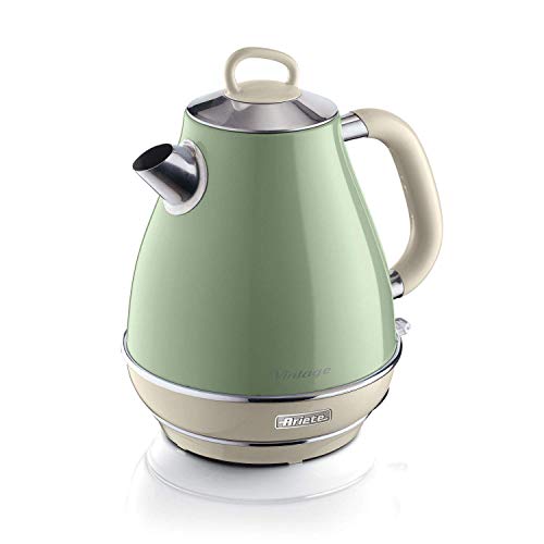 Ariete 2869 Bollitore Elettrico Vintage, Acciaio Inox, 1,7 L, Autospegnimento, 2000 W, per Acqua, Tè e Tisane, Verde Pastello