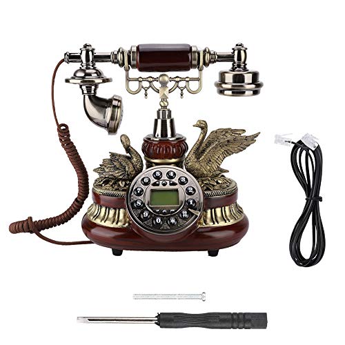 ASHATA Retro Vintage Telephone, FSK/DTMF Telefono Stile retrò Telefono Fisso con Funzione di Ricomposizione Telefono Domestico Antico Hotel Retro Rotary Telefono per Casa, Ufficio e Hotel
