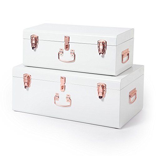 Beautify Set di 2 bauli in acciaio in stile vintage – crema