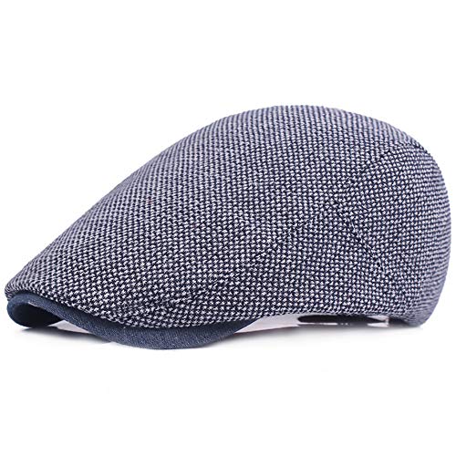Berretto da Uomo Baschi e Berretti Cotone Cappuccio Berretti Vintage Hat Uomo Tradizionale Coppola Flat cap Uomo Baschi Scozzesi Berretto per Autunno e Inverno5560 cm Marina