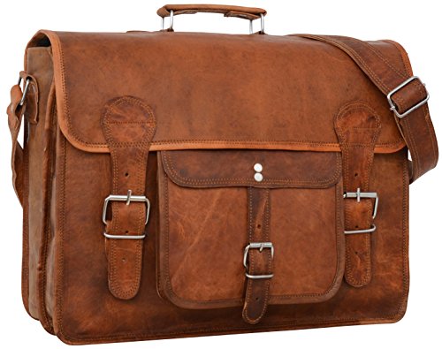 Borsa a tracolla Gusti Leder”Leon” borsa ventiquattrore Borsa per laptop in vera pelle marrone