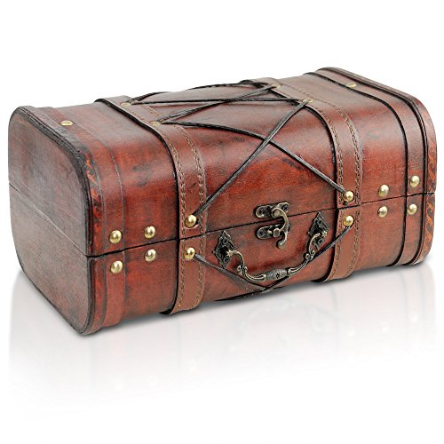 Brynnberg Scrigno del Tesoro Vintage Bauletto Stile Antico per Accessori Gioielli Oggetti di Valore, Cassaforte in Legno, Idea Regalo Decorativa 29x18x14cm