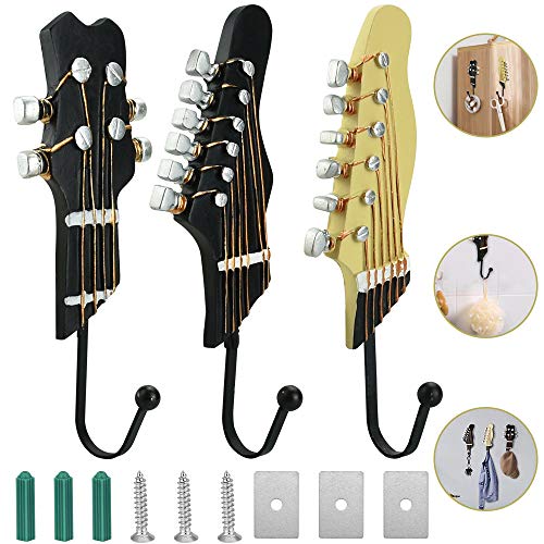 BUZIFU 3 Pezzi Gancio a Forma di Chitarra Ganci Appendiabiti Vintage Ganci Decorativi a Forma di Chitarra Ganci Attaccapanni Gancio per Appendere Abiti Cappotti Asciugamani Cappelli