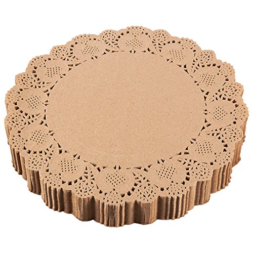 Centrini – 250-pack rotonda Lace tovagliette per torte, dolci, cotto Treat display, ideale per matrimoni, eventi formali, decorazione da tavola Décor, marrone – 30,5 cm di diametro