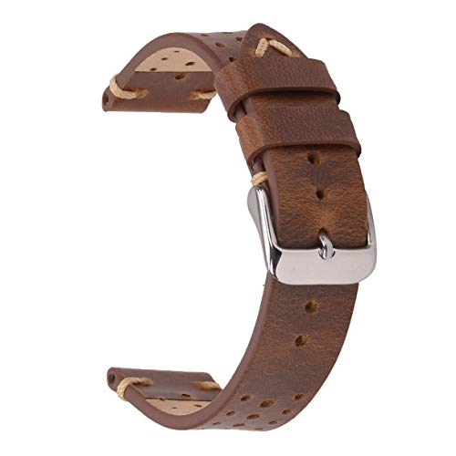 Cinghie per orologio da corsa Rally 18mm cinturini per orologi vintage in cuoio perforato EACHE Retro marrone oro