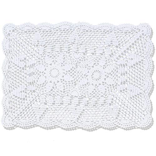 Copritavolacentrino rettangolare realizzato al 100 a mano alluncinetto 100 cotone bianco 405 x 61 cm