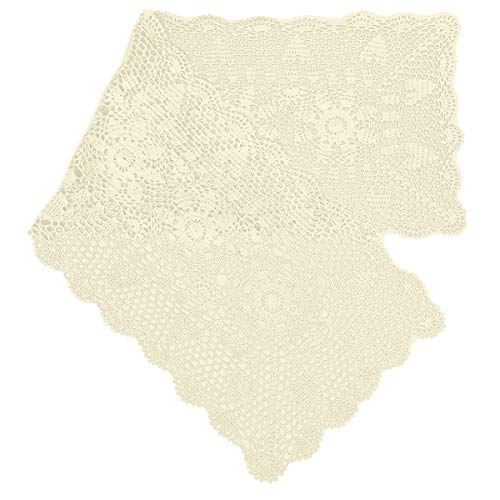 Copritavola/centrino rettangolare realizzato al 100% a mano, all’uncinetto, 100% cotone, Beige, 16×35 Inch