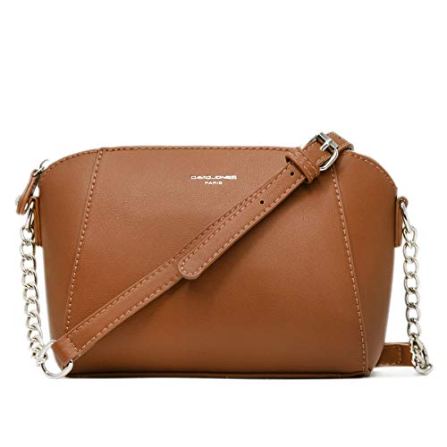 David Jones – Borsa Tracolla Piccola Donna – Borsa a Spalla Catena – Crossbody Messenger Bag PU Pelle – Borsetta Mano Borsello Sera Noche Clutch Pochette Elegante Moda Città Lavoro – Cammello Marrone