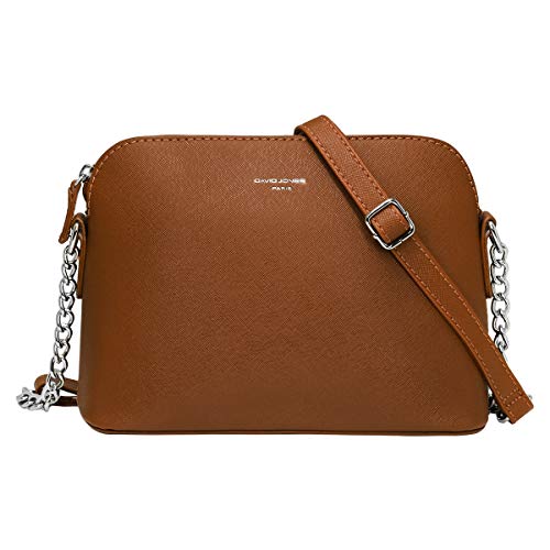 David Jones – Piccola Borsa a Tracolla Spalla Donna Catena – Borsa Mano PU Pelle Messenger Crossbody Bag – Clutch Borsetta Sera Pochette Moda Elegante – Shopping Viaggio Sacchetto Borsello – Cammello