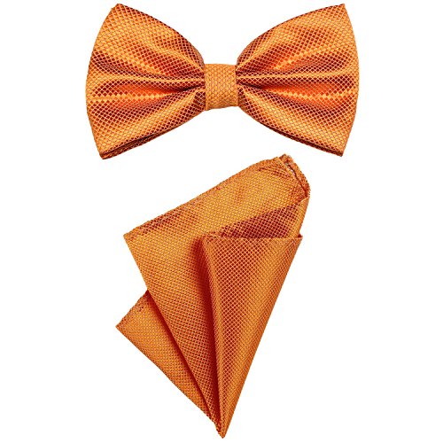 DonDon Set da uomo due pezzi con pochette e papillon coordinati e regolabili arancione