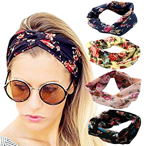 DRESHOW Fasce per fiori vintage degli anni ’50 per donna Taglia unica Nero, Blu Marino, Rosa E Giallo