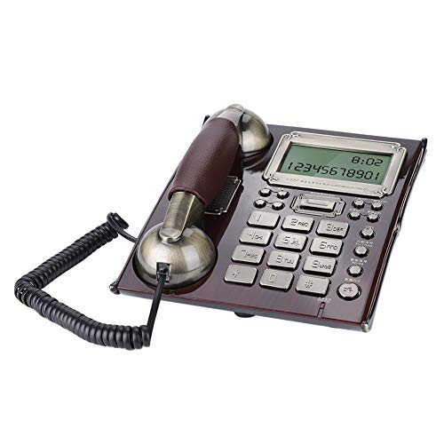 Eboxer Telefono fisso europeo retro fisso Telefono fisso vintage antico da parete a doppio uso con controllo del volume Sveglie multiple per la descrizione degli hotel in casa(legno Pde Rde)