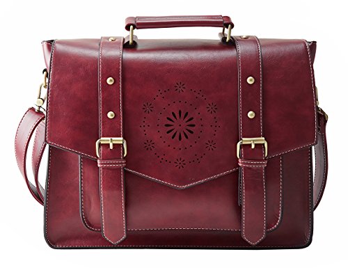 ECOSUSI Borsa Tracolla Donna Borsa Messenger Donna per Laptop 14” Borsa Vintage per Lavoro Rosso