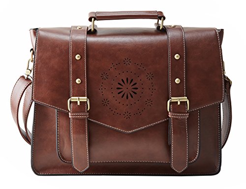 ECOSUSI Borsa Tracolla Donna Borsa Messenger Donna per Laptop 14” Borsa Vintage per Lavoro Marrone