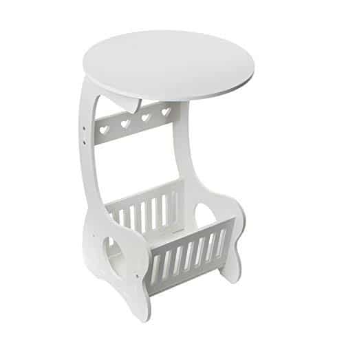 ESYNiC Supporto Organizzatore per Giornali Riviste Tavolino da Caff Lampada Vaso Arredo Studio Camera Soggiorno con 2 in 1 Mini Cacciavite per Casa Ufficio Bianco 55x35x26CM