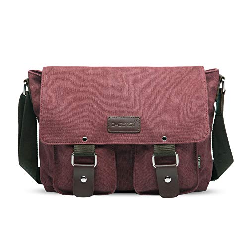 FANDARE Vintage Borsa a tracolla Borse a spalla da Uomo Borsa di Tela Sacchetto Donna Borse Messenger di tela Borse Commerciale lavoro scuola Shopping Campeggio Grande Crossbody Bag Blu