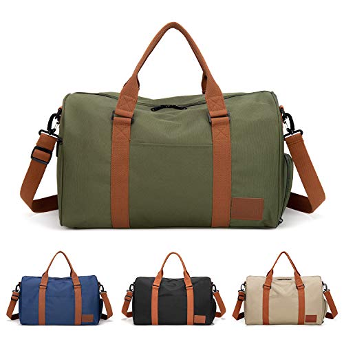 FEDUAN Bagaglio a Mano con Porta Scarpe, Borsa da Allenamento Fitness Palestra Sportiva Viaggio di Alta qualità, Tracolla Uomo Donna Tempo Libero Allenamento Viaggi Verde Oliva