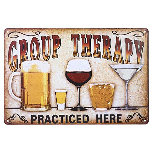 Fenical Targhe in metallo vintage Wall placca Poster “Terapia di gruppo praticato qui” per Cafe Bar Pub birra Club parete Home Decor