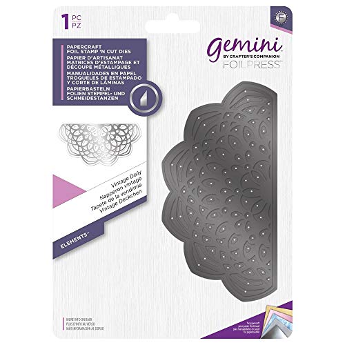 Gemini Gem-FSC-Ele-VDOI FOILPRESS – Set di Fustelle Metalliche a Forma di N – Elementi – Centrino Vintage, Argento, taglia unica